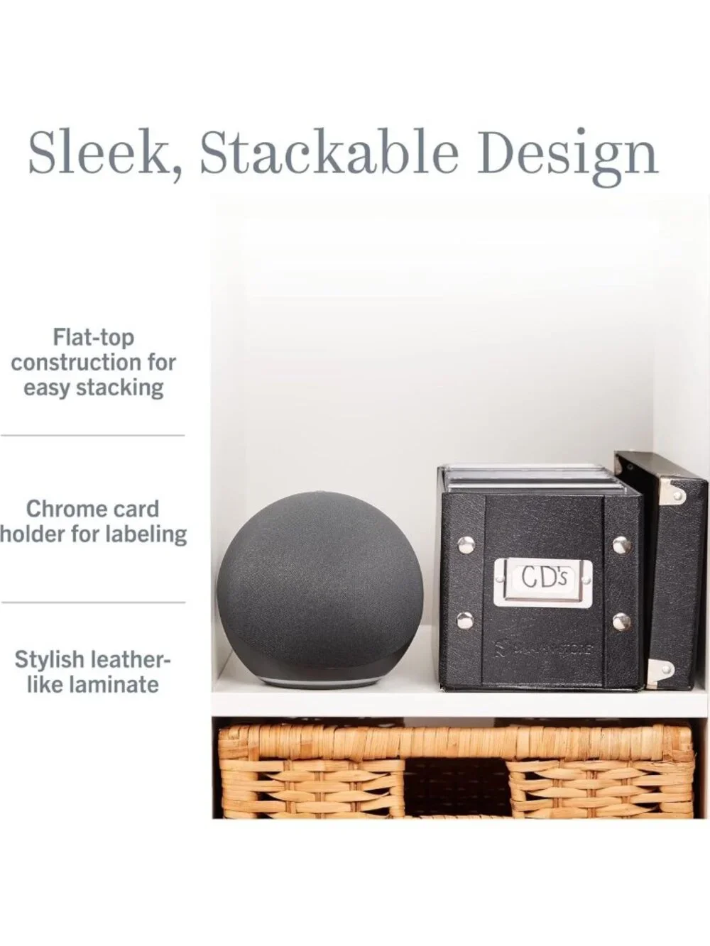 Durable CD Storage Boxes - 2 Pack, Lidded Disc Holders for 52 CDs, Black